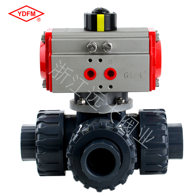 UPVC气动三通球阀